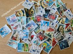 1000 Royal Mail XMAS 1st/2nd MIX UNFRANKED NO GUM OFF PAPER STAMPS KILOWARE