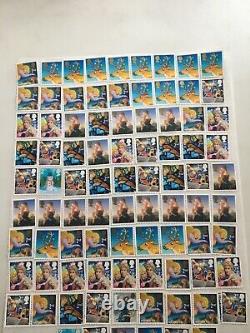 1000 x 2nd class Xmas stamps Unfranked Easy Peel n Stick FV £660