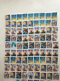 1000 x 2nd class Xmas stamps Unfranked Easy Peel n Stick FV £660