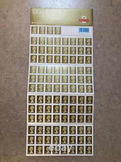 100 x 1st First Class Gold Elizabeth II Royal Mail Stamp Sheet 21/03/03 -0571748