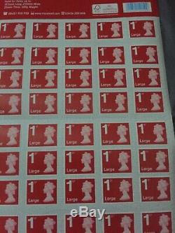 10X Sheets Of 50 Royal Mail First Class Large Letter size 1st Class 500 Stamps