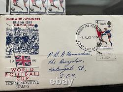 14 Stamps 1966 England World Cup pre and post winning, some with errors. 1 cover