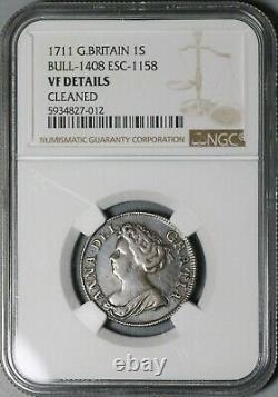 1711 NGC VF Det Anne Shilling Great Britain Silver Post Union Coin (21071703C)