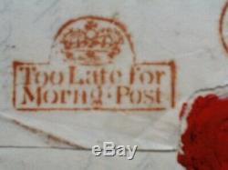 1818 London 2d Post Red Crowned Too Late for Morning Post superb