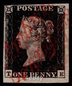 1840 1d Black Pl 1b TE 4m AMLWCH PENNY POST Wales Rare VGU Cat. £3,500.00