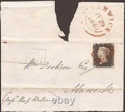 1840 1d black NA on wrapper, Alnwick Penny Post, Red MC, Plate 3, 3Mgn, GU, CV=£900