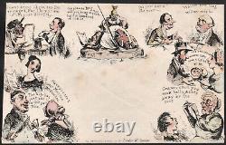 1840 Mulready Caricature Original Spooner No. 5 By Post Hand Coloured Envelope