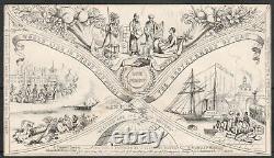 1840 Valentines Ocean Penny Post Envelope Mulready Caricature Rare V. Fine Unused