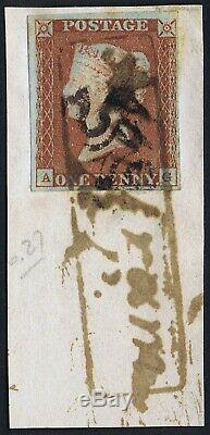 1841 1d Red Pl 15 AG 4m Fine Used MOTTRAM PENNY POST on piece Cat. £550.00