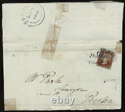 1841 1d Red Pl 24 ID 4m BLUE CROSS and POULTON PENNY POST Preston use Cat. £1800