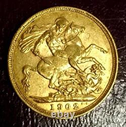 1902 L GREAT BRITAIN Sovereign Gold Coin Beautiful XF-AU Insured Mail Service