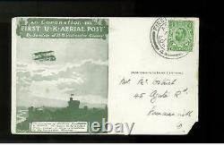 1911 England First Flight Aerial Post Coronation Postcard Cover Gray