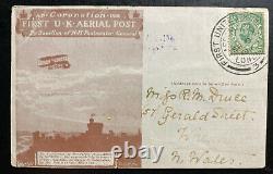 1911 London England First Aerial Post King George V Coronation PC Cover To Wales