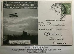 1911 London England First Aerial Post King George V Coronation Postcard To Susse