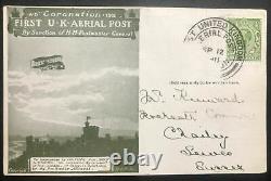 1911 London England First Aerial Post King George V Coronation Postcard To Susse