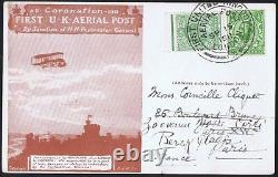 1911 Windsor First Aerial Post to FRANCE Mixed Franking Ed VII & GV Usage Die 3