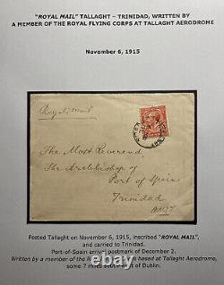 1915 Tallaght England Royal Mail Cover To Port Spain Trinidad Flying Corps Membe