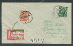 1934 GREAT BRITAIN rocket mail cover ISLE OF WIGHT LONDON, Zucker EZ 5C1