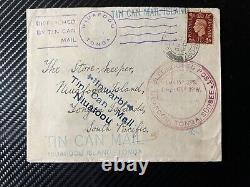 1937 England Great Britain UK Tin Can Canoe Mail Cover to Niuafoou Tonga