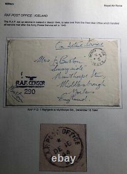 1944 Royal Air Force Field Post OAS Censored Iceland Cover To York England
