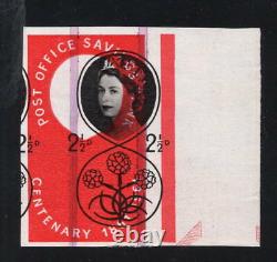 1961 Post Office Savings. 2 1/2d imperforate with black shift error. MNH