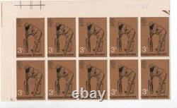 1973 County Cricket block of (10) Double impression error stamps MNH Stamps