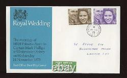1973 Royal Wedding ROYAL COURT Post Office BUCKINGHAM PALACE CDS FDC addressed