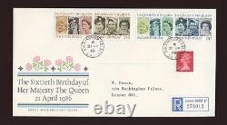 1986 Queens 60th ROYAL COURT Post Office with BUCKINGHAM PALACE CDS FDC
