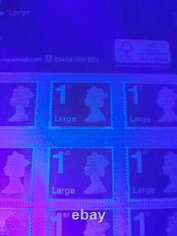 200 Royal Mail 1st Class Large Letter Stamps, unused. 50 x 4 sheets