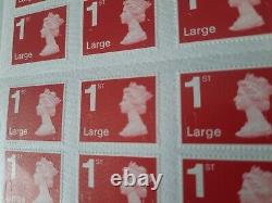 200 Royal Mail 1st Class Large Letter Stamps, unused. 50 x 4 sheets