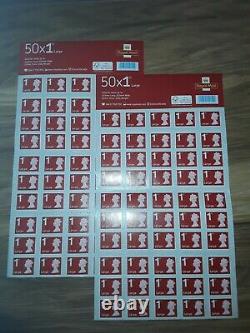 200 x 1 Royal Mail First Class Large Letter 1st Class Self Adhesive Stamp Sheet