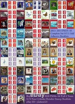2013- 18 Royal Mail PM35- PM64 Full 6 Years 30x Retailer Stamp Cylinder Booklets