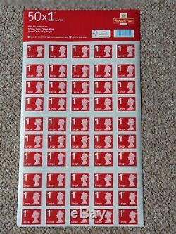 2 Sheets 100 x Large Letter 1st Class Self-Adhesive Stamps Royal Mail FAST FREE
