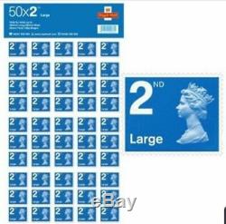 4 Large royal mail second class stamp sheets (200 Stamps). LIMITED