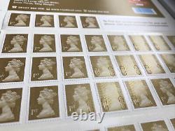 500 1st Class Royal Mail Gold Stamps Unused Full 5 x 100 Booklet NVI QE2