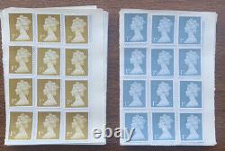 500 1st FIRST CLASS PALE BLUE / GOLD UNFRANKED STAMPS WITH GUM