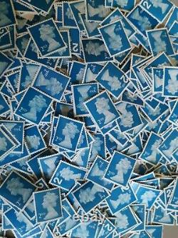 500 2nd Class Stamps Face £340 Off Paper All Blue None Security Unfranked