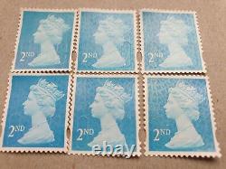 500 X ROYAL MAIL 2nd Class BLUE Unfranked Stamps no gum off paper Genuine MINT++