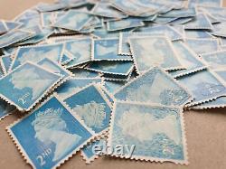 500 X ROYAL MAIL 2nd Class BLUE Unfranked Stamps no gum off paper Genuine MINT
