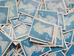 500 X ROYAL MAIL 2nd Class BLUE Unfranked Stamps no gum off paper Genuine MINT++