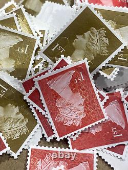 500 x 1st Class UNFRANKED Stamps Off Paper No Gum Red/Gold- Free Postage FV £550