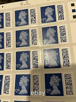 50 x £2.55 Stamps High Value Barcoded Self Adhesive. Sapphire Blue