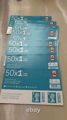 5x100pcs (2Sheet of 50x1st) Class Royal Mail Large Letter Stamps First of 500