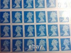 600 X 2nd Blue peel And Stick Stamps Unfranked Easy Peel N Stick F/v £396