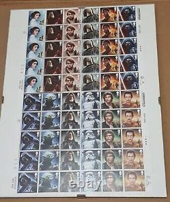60 Star Wars 1st Class Stamps 2 x Full Sheets Framed (Unused with Borders)