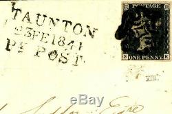 711c GB PENNY BLACK COVER 1841 SuperbTaunton Penny Post 1d Plate VIII (SK) Som