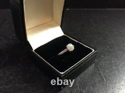 9Ct White Gold Diamond Cluster Ring, UK Size P, 0.15Ct TCW, HM London Post-1999