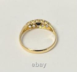 Art Deco 18ct Yellow Gold Hallmarked 5 Stone Diamond & Sapphire Ring FREE POST