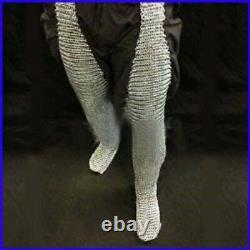 Chain Mail Leggings Round Riveted Chainmail Chausses Galvanized Leg Cowboy Costu