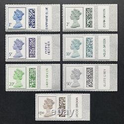 Colour Named Margin FULL 18 SET Barcode Definitive Stamps Machin QE2 GB Rare
